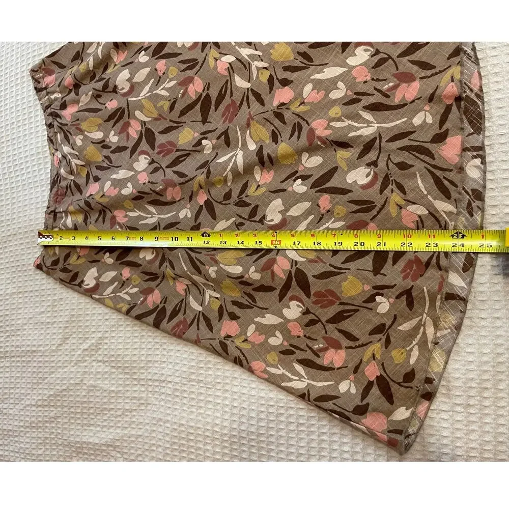 J. Jill 100% Cotton Beige Floral 90s Y2K Style Floral Knee Length Skirt XXSP